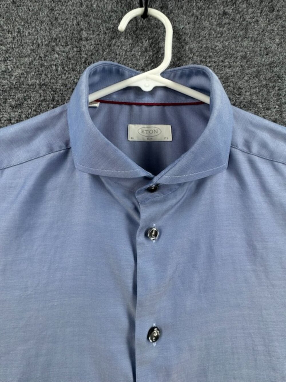 Eton Twill 17.5 Blue Slim Men Business Long Sleeve Premium Elegant Shirt Solid